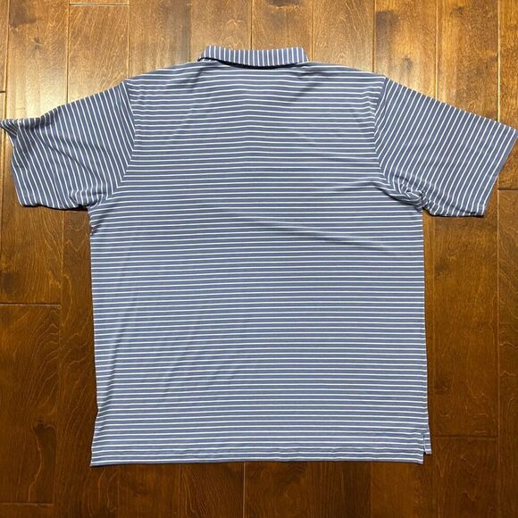Peter Millar Seaside Performance Golf Blue White Striped Polo Shirt Men's XXL - Picture 5 of 8
